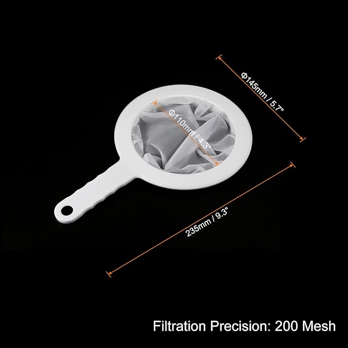 PATIKIL 9"x6" Food Filter Strainer, 200 Mesh, White, Polypropylene, Nylon, 235 x 145 mm / 9.3 x 5.7 inch (L*W), 145 x 110 mm / 5.7 x 4.3 inch (OD*ID), 1 x Mesh Filter