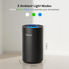 Upgraded Air Purifiers for Bedroom & Home with H14 True HEPA Filter, Covers Up to 1280ft², 360° Air Intake, Quiet Pet Air Purifier, Fragrance & Timer,Removes Smoke, Pet Dander & Pollen,Black