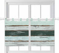 Blue Teal Kitchen Curtains 36 Inch Length, Small Window Curtains Tab Top, Vintage Wooden Retro Art Farmhouse Barns Light Filtering Short Window Treatments Tier Drapes 27.5"x36" 2 Panel