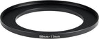 58-77mm Metal Step-Up/Down Ring Adapter Compatible with Mirrorless Cameras DSLR Lens, UV CPL ND Filter Thread Converter, Black