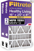 Filtrete 16x25x4(SlimFit), AC Furnace Air Filter, MPR 1550 DP, Healthy Living Ultra Allergen Deep Pleat, 2-Pack, Fits Lennox & Honeywell Devices (exact dimensions 15.5 x 24.5 x 3.75)