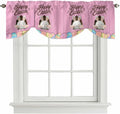 Pink Easter Tie Up Valance Curtains for Windows,Kitchen Curtains Window Shades,Easter Bunny Eggs Spring Cartoon Farmhouse Wood Grain Light Filtering Curtain Valances for Bedroom/Bathroom/Cafe 42"x18"