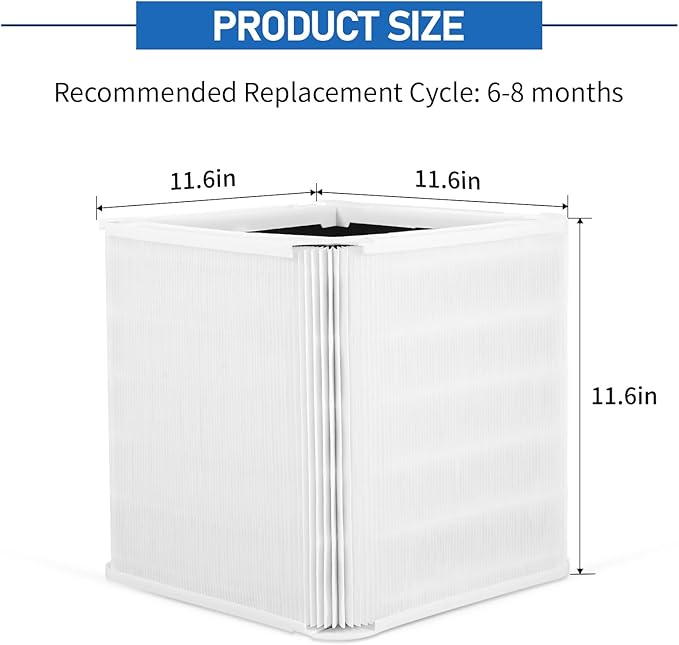 211+ Replacement Filter 2 Pack, Compatible with Blue Pure 211+ Air Purifier, 2-Stage Filtration System with H13 True Filter and Activated Carbon, for Home Bedroom Use, Collapsible Air
