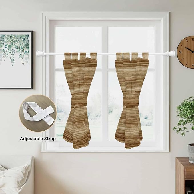 Vintage Western Kitchen Curtains 45 Inch Length, Short Cafe Window Curtains Tab Top, Rustic Farmhouse Wooden Grain Barn Door Light Filtering Window Treatments Tier Drapes 27.5"x45" 2 Panel