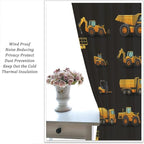 Kids Construction Window Curtains, Construction Machinery Equipment Mode of Transport Bulldozer Tractor Windows Curtain for Children Teens Room Decor 42x45in (30% Blackout)