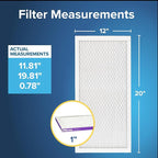 Filtrete 12x20x1 AC Furnace Air Filter, MERV 12, MPR 1500, CERTIFIED asthma & allergy friendly, 3 Month Pleated 1-Inch Electrostatic Air Cleaning Filter, 6-Pack (Actual Size 11.81x19.81x0.78 in)
