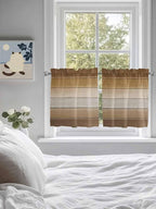 Vintage Brown Gradient Wood Grain Window Valance Curtains, Farmhouse Wood Barn Light Filtering Kitchen Valance with 3-inch Rod Pocket for Living Room Bathroom Bedroom,2 Panel,27.5x36In