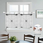 Farmhouse Wood Grain Kitchen Curtains 24 Inch Length, Small Window Curtains Tab Top, Vintage Country Barn Gate Grey Light Filtering Short Window Treatments Tier Drapes 27.5"x24" 2 Panel