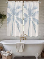 Summer Coconut Tree on Vintage Wood Grain Window Valance Curtains, Seaside Plants Light Filtering Kitchen Valance with 3-inch Rod Pocket for Living Room Bathroom Bedroom,2 Panel,42x63In