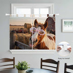 Farm Horses Bedroom Curtains 63 Inch Length, Window Curtains Tab Top, Farmhouse Barn Funny Animals Butterfly Light Filtering Window Treatments Drapes 42"x63" 2 Panel