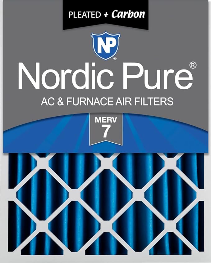 Nordic Pure 20x25x4 (Actual Size: 19 1/2 x 24 1/2 x 3 5/8) Pleated Air Filters MERV 7 Plus Carbon 1 Pack