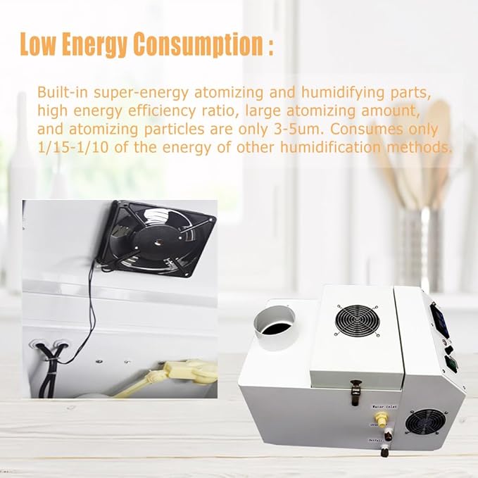 Industrial Ultrasonic Humidifier Cooler Sprayer 6kg/h Portable Continuous Cool Mist Maker Humidifier Commercial with Humidistat and Remote Sensor for Greenhouse Large Room