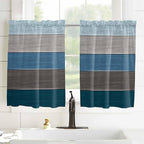 Retro Farm Blue Gray Wood Grain Window Valance Curtains, Rustic Wooden Plank Light Filtering Kitchen Valance with 3-inch Rod Pocket for Living Room Bathroom Bedroom,2 Panel,27.5x45In
