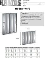 Kratos Commercial Hood Filter 16"(H) x 16"(W) x 2"(T), Stainless Steel (32L-126)
