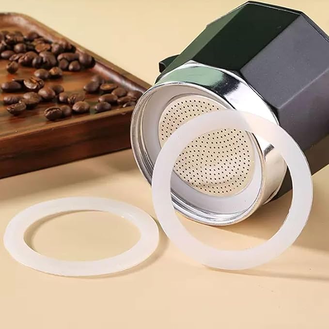 2 Pcs Filter with 3 Pcs Silicone Gasket Seals for 9 Cup Stovetop Espresso Coffee Maker Replacement Parts for DITOSH Aluminium Moka Pot
