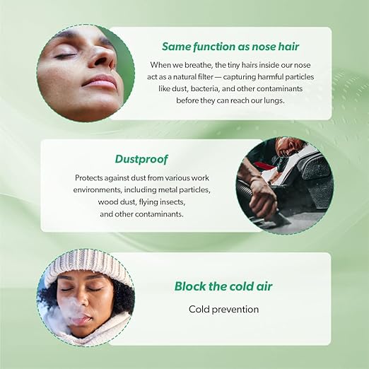 3-Ply Nose Filter Reusable Breathable Nasal Plugs Air Filteration for Dust, Pollution, Block Cold Air - Pack of 3 (Small)