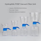 Pack of 9 Diposable Vacuum Filter Units 500mL 0.2μm PVDF Hydrophilic Membrane