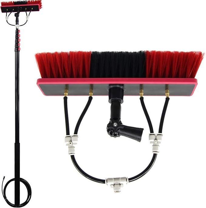 Spray Bar Kit Window Cleaning Brush, Outdoor Window Glass Solar Panel Cleaning,Extendable Cleaner For Greenhouse Roofs, Cleaning Photovoltaic And Solar Panels/35Cmbrushhead/12M/3,35cmbrushhead,7.2M/2