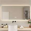 Bathroom Mirror with LED Lights，Illuminated Led Bathroom Mirror with Demister Pad，Illuminated LED Bathroom Mirror,LED Bathroom Mirror，3 Colours Backlit Makeup Mirror(B,H75*W100cm/H29.5*W39.4IN)
