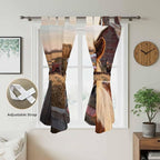 Farm Horses Bathroom Curtains 63 Inch Length, Window Curtains Tab Top, Farmhouse Barn Funny Animals Butterfly Light Filtering Window Treatments Drapes 52"x63" 2 Panel
