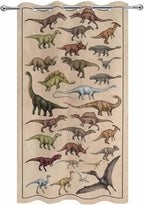 Vintage Outdoor Curtains for Patio Dinosaurs Biographies Retro Waterproof Outside Curtains with Grommet Top Weatherproof Curtain for Cabana Pergola Gazebo, 1 Panel, 54" W x 108" L