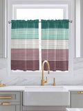 Retro Farm Woodcuts Texture Window Valance Curtains, Green Brown Gradient Light Filtering Kitchen Valance with 3-inch Rod Pocket for Living Room Bathroom Bedroom,2 Panel,52x54In
