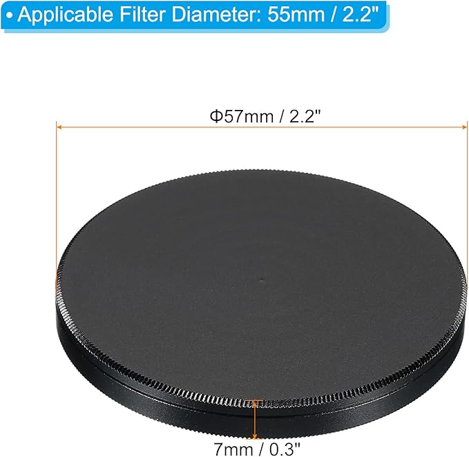 PATIKIL 55mm Lens Cap, Camera Lens Cap Cover Universal Front Metal Lens Filter Stacks Cap Protective Case for 55mm Camera Circular Polarizing Fader ND Filter, Black