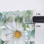 Daisy Eucalyptus Leaves Sheer Valance Curtains, Blue Wood Grain Spring Countryside Light Filtering Kitchen Valances Rod Pocket Voile Curtain Window Treatment for Bedroom/Living Room/Basement 42Wx12L