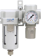 PneumaticPlus SAU420-N06G Compressed Air Filter Regulator Combo 3/4" NPT - Poly Bowl, Manual Drain, Bracket, Gauge