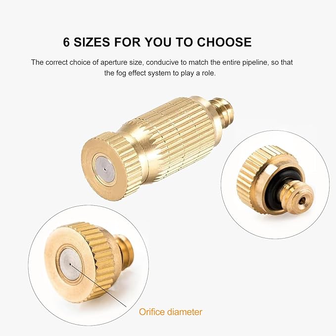 20pcs High Pressure Atomizer Nozzle Brass Misting Nozzles for Outdoor Cooling System, Landscaping, Greenhouse Irrigation, Air Humidification, Anti-Drip Fogging Spray Head(0.012"/0.3mm)