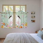 Easter Kitchen Curtains 45 Inch Long 2 Panel Set, Rod Pocket Window Treatment, Spring Watercolor Bunny Eggs Wooden Grain Green Light Filtering Panels Short Drapes for Bathroom Camper 42"W x 45"L