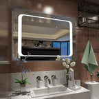 LED Bathroom Mirror with Lights Sensor Switch Illuminated Bathroom Mirror with Demister Pad for Makeup Cosmetic Shaving…