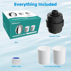 Hibbent Shower Filter for Hard Water, High Output Shower Head Filter to Remove Chlorine and Fluoride, 20 Stage Showerhead Filter, Shower Water Filter with 2 Replaceable Filter Cartridges, Matte Black