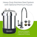 WaterChef U8500 Premium Under-Sink Water Filtration System & Designer Series Faucet (Chrome), NSF/ANSI Certified for 78 Contaminants, 600 Gal., Stainless, Made in USA