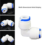 5 Pack 1/4 Inch Quick Connect Fittings - Combo of 90 Degree Elbow & Straight Push-In Adapters, Compatible with Reverse Osmosis (RO) Systems, Water Filter Purifiers, Under Sink Plumbing
