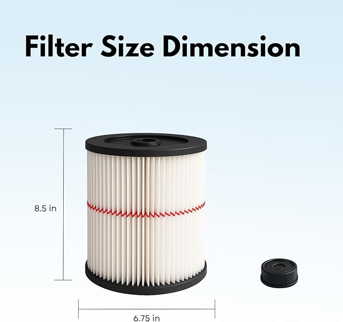 Nispira 9-17816 17816 Red Stripe Replacement HEPA Filter for Craftsman Craftsman Shop Vac Wet/Dry Vacuum 5/6/8/12/16/32 Gallon Larger, 3 Pack