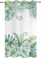 Leaves Outdoor Curtains for Patio Green Leaf Tropical Plants Farmhouse Pastoral Waterproof Outside Curtains with Grommet Top Weatherproof Curtain for Cabana Pergola Gazebo, 1 Panel, 54" W x 95" L