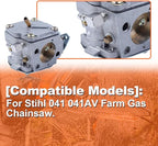 Carburetor Carb Repair Kit for Stihl 041 041AV Farm Gas Chainsaw with Fuel Filter Spark Plug Replace for 1110-120-0609