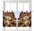 Farm Yaks Kitchen Curtains 24 Inch Length, Small Window Curtains Tab Top, Farmhouse Barn Funny Animals Butterfly Light Filtering Short Window Treatments Tier Drapes 27.5"x24" 2 Panel