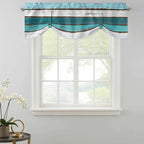 Turquoise Teal Tie Up Valance Curtains for Windows, Kitchen Curtains Window Shades, Farmhouse Retro Ombre Wooden Grain Light Filtering Roman Curtain Valances for Bedroom/Bathroom/Cafe 54"x18"