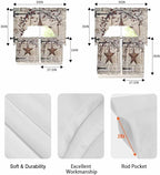 Village Stars Swag Kitchen Curtains Valance and Tier Set, Vintage Rust Yellow Star Berry Beige Barn Doors Light-Filtering Swag Valance 36 Inch Length, Rod Pocket Short Curtain for Bedroom Cafe