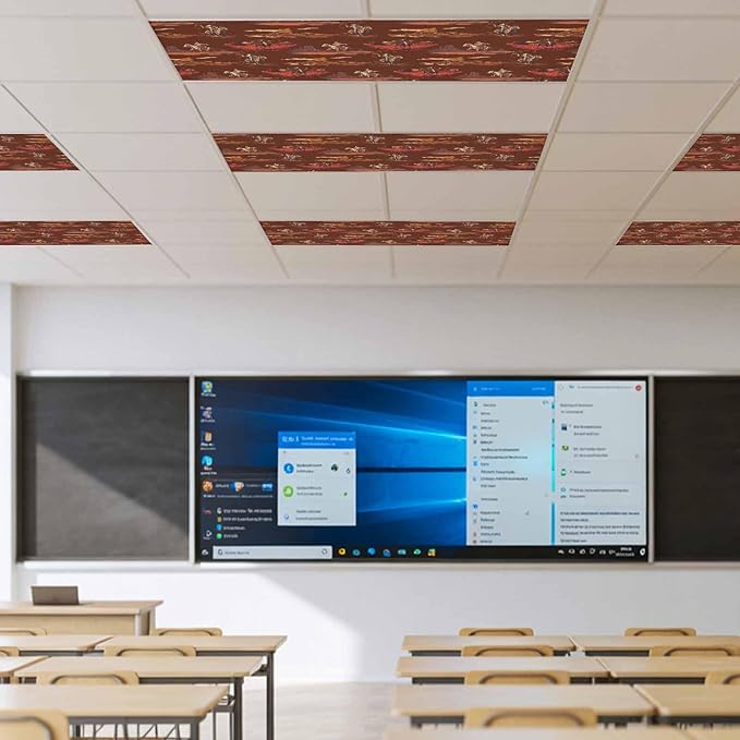 Cowboys Horses 4 Pcs Fluorescent Light Covers 4 x 2 Feet, Desert Ethnic Winds Dark Brown Background Covers for Ceiling Lights Magnetic Light Cloth Filter for Classroom Office Home