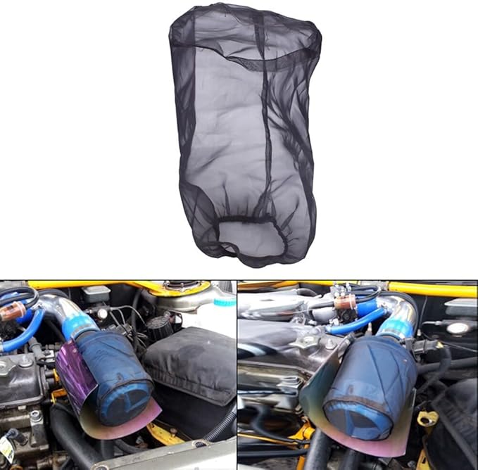 Intake Filter Mesh Cover Polyester Cloth Oilproof and Dustproof Cover Car Cold Air Filter Protector Cover Rain Sock Protective for Motorcycle Automotive (Type A Red)
