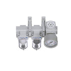PneumaticPlus SAU230-N02G Three Stage Air Drying System, 1/4" NPT - Particulate Air Filter, Coalescing Filter, Air Pressure Regulator Combo - Poly Bowl, Manual Drain, Bracket, Gauge