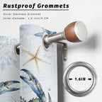 Oceans Outdoor Curtains for Patio Crabs Marine Life Shell Starfish Blue Waterproof Outside Curtains with Grommet Top Weatherproof Curtain for Cabana Pergola Gazebo, 2 Pack, 54" W x 95" L