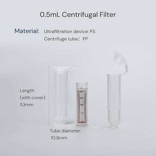 300kDa Ultra Centrifugal Filter Unit, 0.5mL, Regenerated Cellulose RC Membrane, Snap Caps (24/PK)