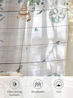 Sheer Curtains 72 Inches Long, Coastal Eucalyptus Leaf Semi Sheer Curtains Light Filtering Window Treatment, Sage Green Gnomes Starfish Privacy Voile Drapes for Living Room Bedroom 52x72 Inch