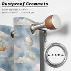 Hot Air Balloons Outdoor Curtains for Patio Fantasy Spaceship Cartoon Vintage Waterproof Outside Curtains with Grommet Top Weatherproof Curtain for Cabana Pergola Gazebo, 1 Panel, 54" W x 84" L
