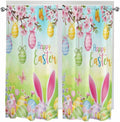 Easter Living Room Curtains 72 Inches length, Spring Bunny Colorful Rabbit Eggs Butterfly Blue Green Window Treatment Curtain Drapes, Light Filtering Drapes for Bedroom Laundry Room, 52"x72", 2 Panels