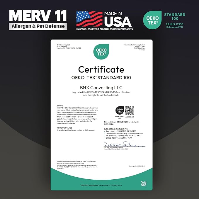 BNX TruFilter 20x23x1 Air Filter MERV 11 (4-Pack) - MADE IN USA - Allergen Defense Electrostatic Pleated Air Conditioner HVAC AC Furnace Filters for Allergies, Dust, Pet, Smoke, Allergy MPR 1200 FPR 7